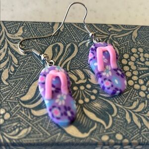 Purple Floral Flip-Flop Earrings